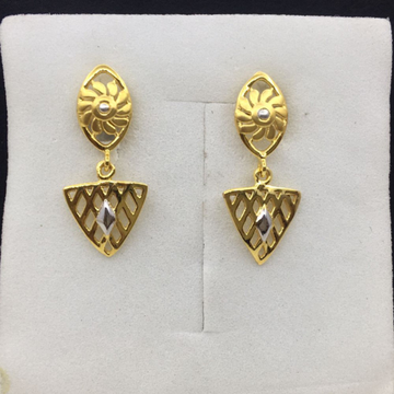 18k Yellow Gold Handmade Fancy Earrings by 