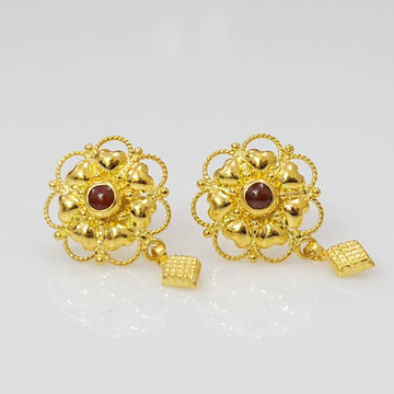 18k Yellow Gold Classic Handmade Earrings by 