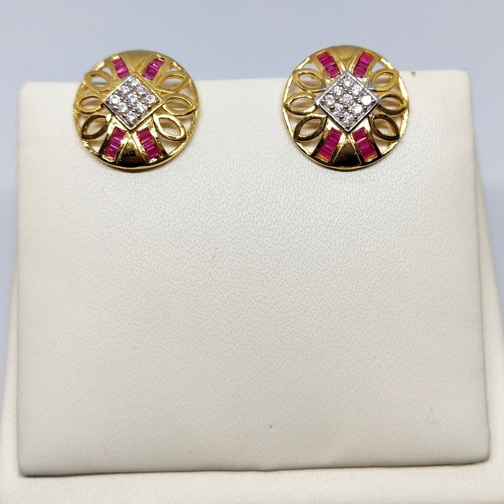 18Kt gold round shape colorful earring dj-e001