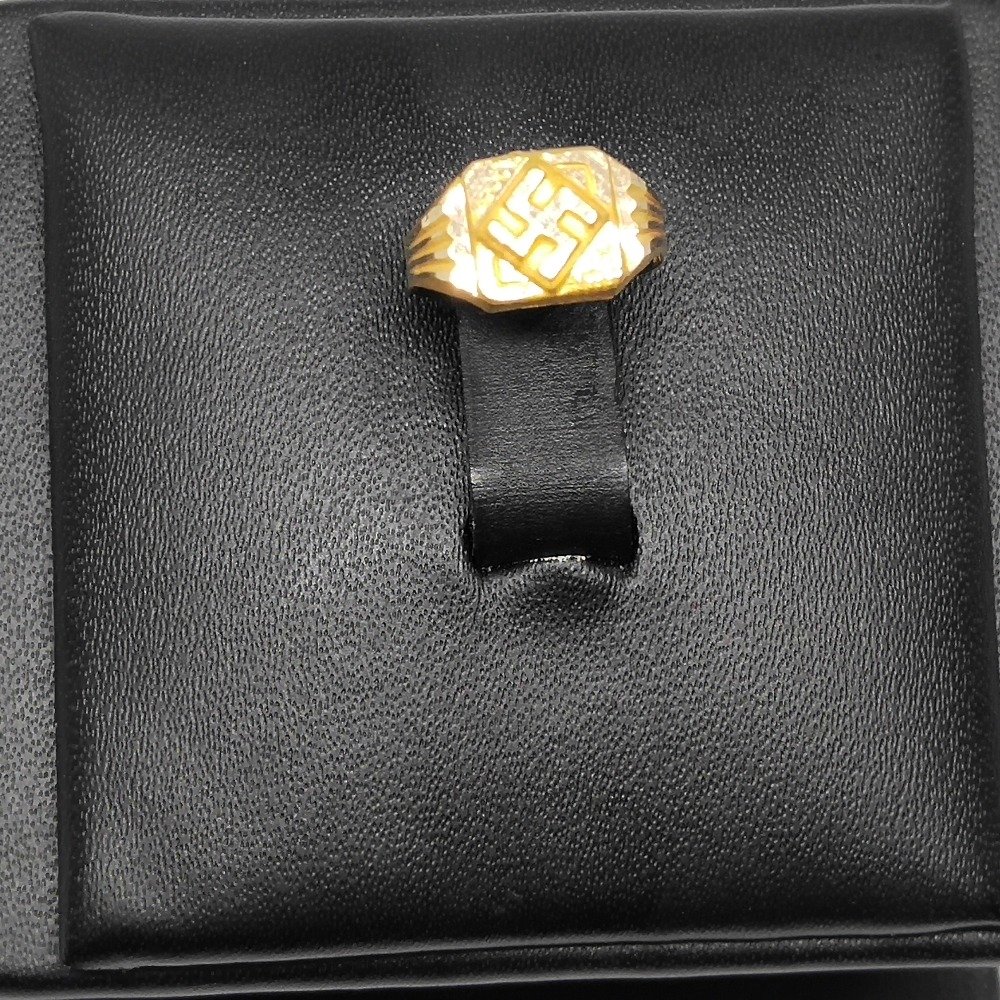 18Kt gold swastik design ring for men dj-r005