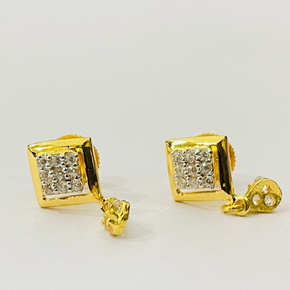 Yellow Gold Modern Design Earrings