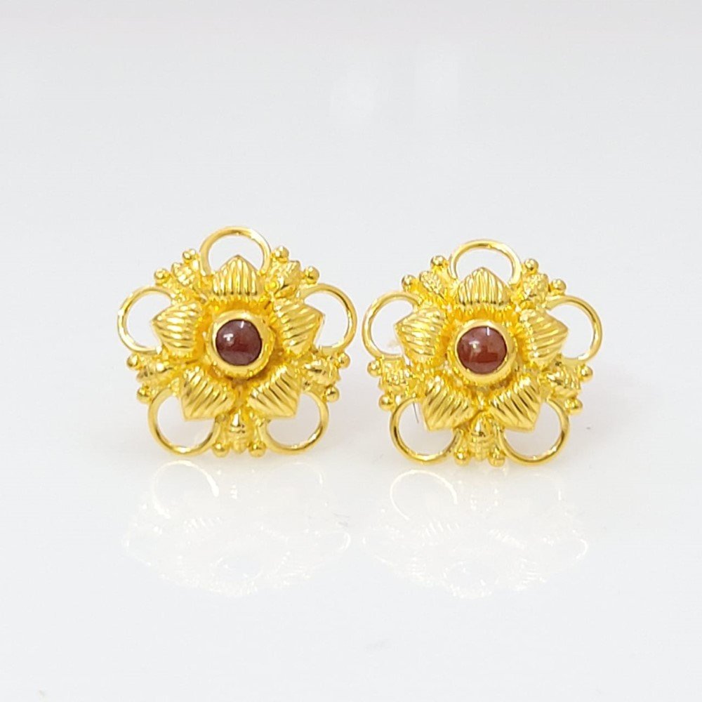 18k Yellow Gold Fancy Handmade Earrings
